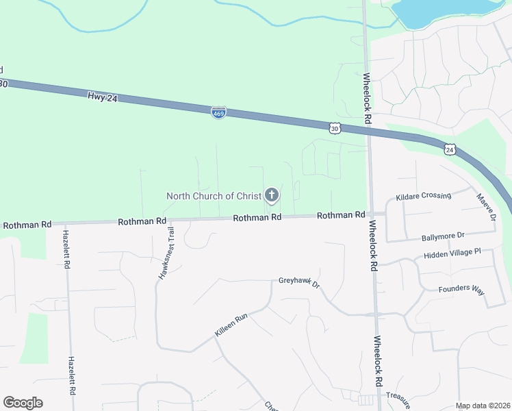 map of restaurants, bars, coffee shops, grocery stores, and more near 8723 Rothman Road in Fort Wayne
