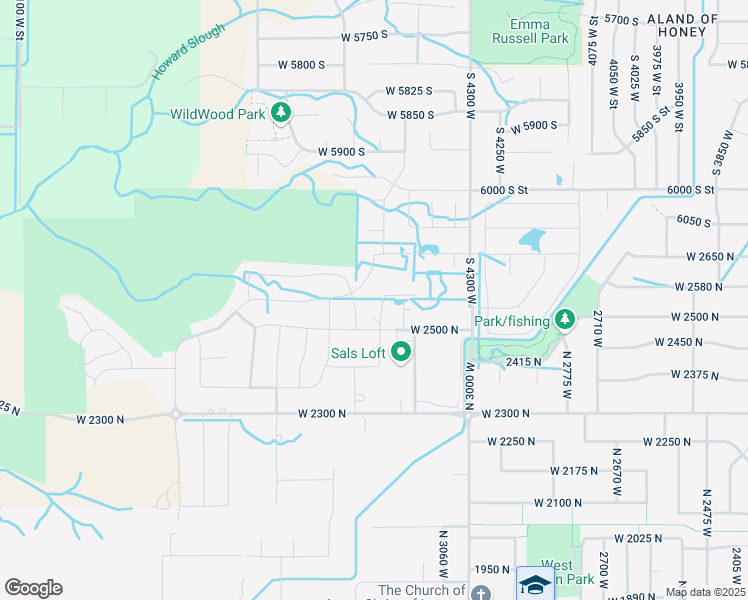 map of restaurants, bars, coffee shops, grocery stores, and more near 2549 North 3200 West in Clinton
