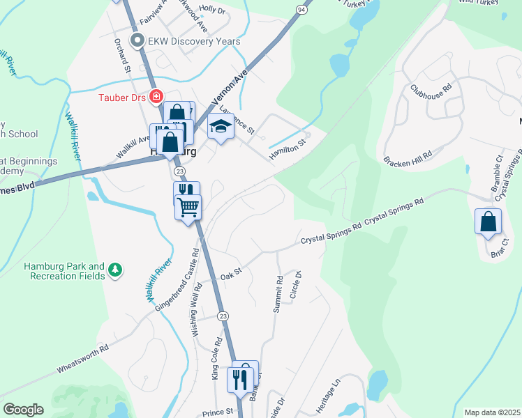 map of restaurants, bars, coffee shops, grocery stores, and more near 172 Falcon Ridge Way North in Hamburg