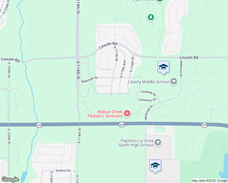 map of restaurants, bars, coffee shops, grocery stores, and more near 10913 South 111th Street in Papillion