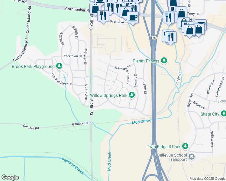 map of restaurants, bars, coffee shops, grocery stores, and more near 2314 Georgetown Place in Bellevue