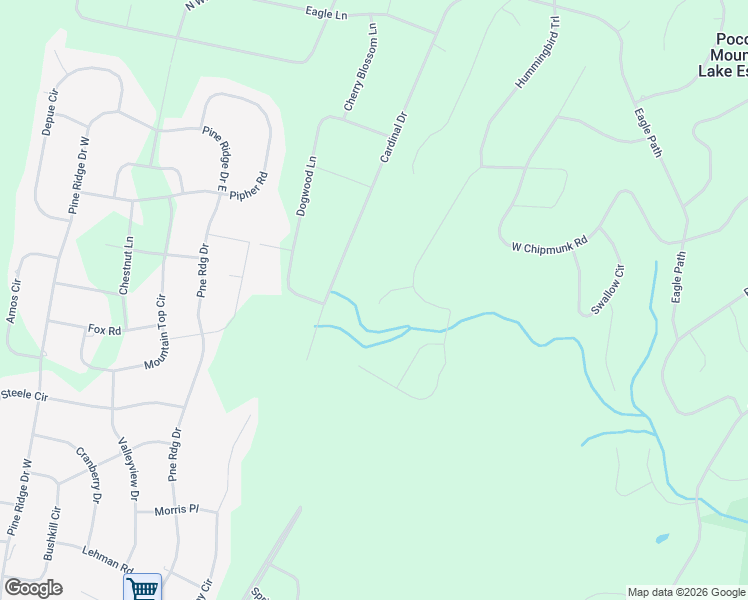 map of restaurants, bars, coffee shops, grocery stores, and more near 118 Hawk Court in Bushkill