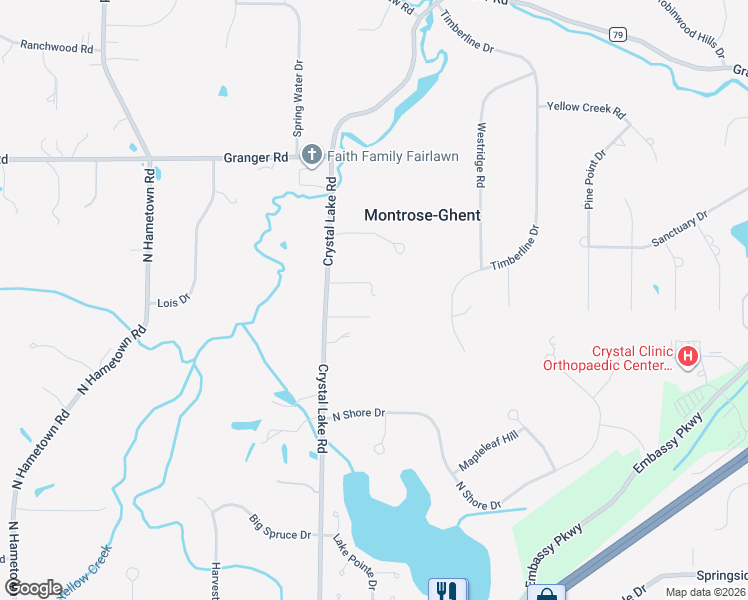 map of restaurants, bars, coffee shops, grocery stores, and more near 535 Crystal Lake Road in Akron