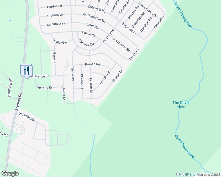 map of restaurants, bars, coffee shops, grocery stores, and more near 1932 Hamlet Drive in Tobyhanna