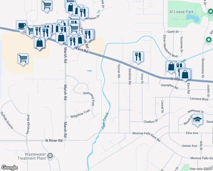 map of restaurants, bars, coffee shops, grocery stores, and more near 3060 Powell Rd in Kent