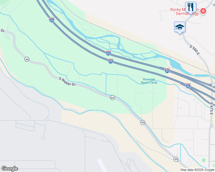 map of restaurants, bars, coffee shops, grocery stores, and more near 133 South Weber Drive in South Weber