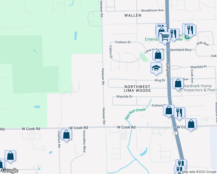 map of restaurants, bars, coffee shops, grocery stores, and more near 7801 Fagan Avenue in Fort Wayne