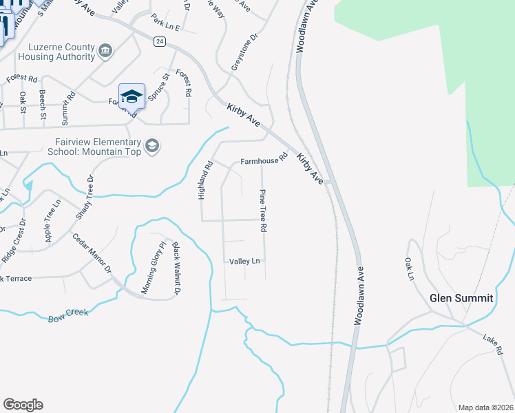 map of restaurants, bars, coffee shops, grocery stores, and more near 15 Pine Tree Road in Mountain Top