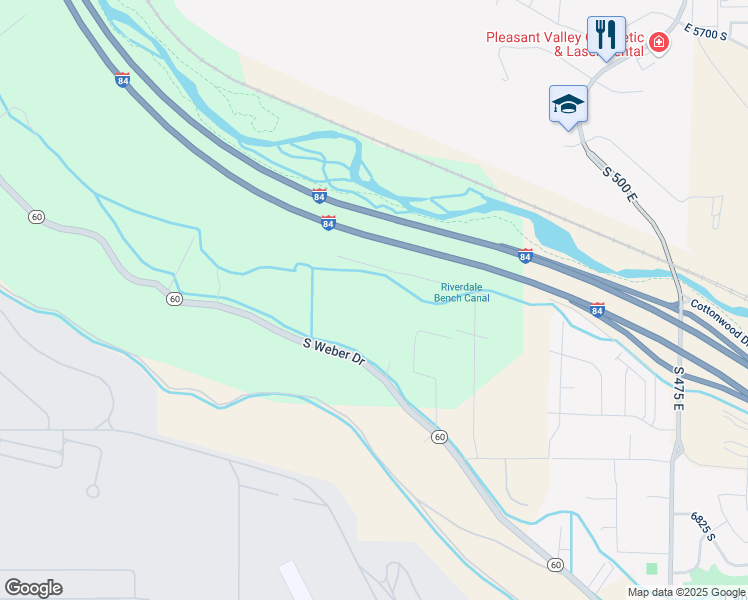 map of restaurants, bars, coffee shops, grocery stores, and more near 6373 South Suzanne Street in South Weber