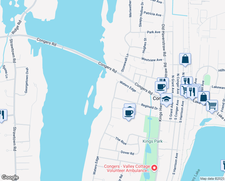 map of restaurants, bars, coffee shops, grocery stores, and more near 28 Waters Edge in Congers