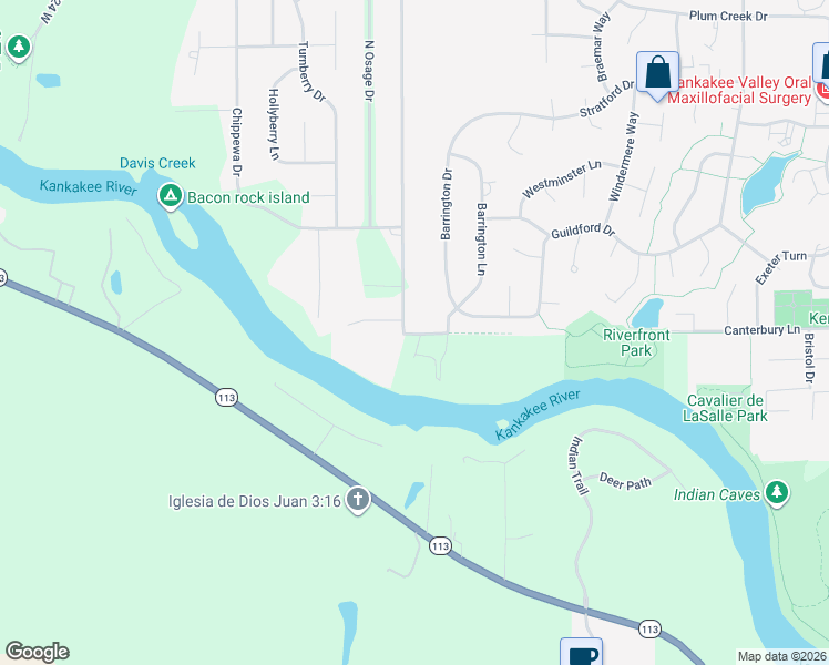 map of restaurants, bars, coffee shops, grocery stores, and more near 1684 Oak Street in Bourbonnais