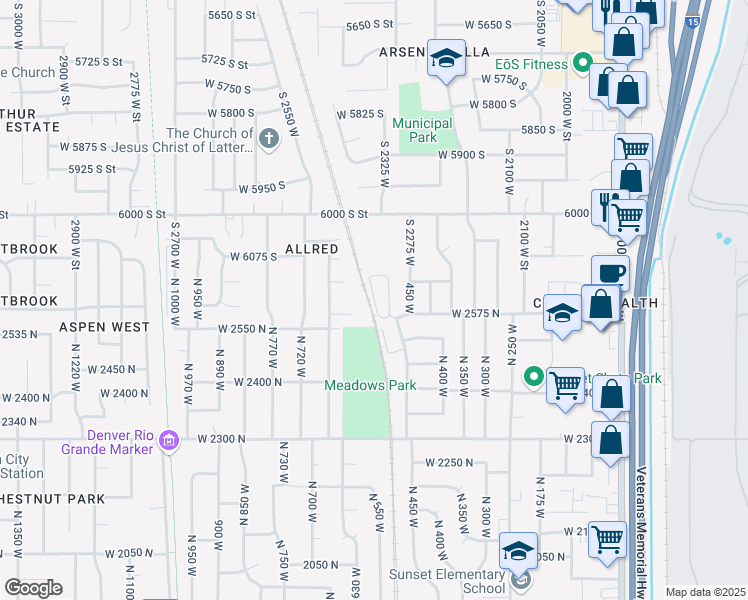 map of restaurants, bars, coffee shops, grocery stores, and more near 2612 525 West in Sunset