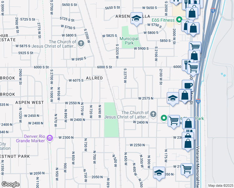 map of restaurants, bars, coffee shops, grocery stores, and more near 2609 North 500 West in Sunset
