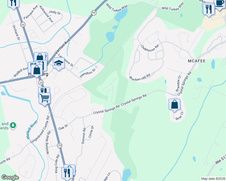 map of restaurants, bars, coffee shops, grocery stores, and more near 16 Turnberry Lane in Hamburg