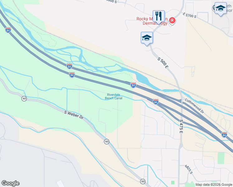 map of restaurants, bars, coffee shops, grocery stores, and more near 154 Harper Way in South Weber