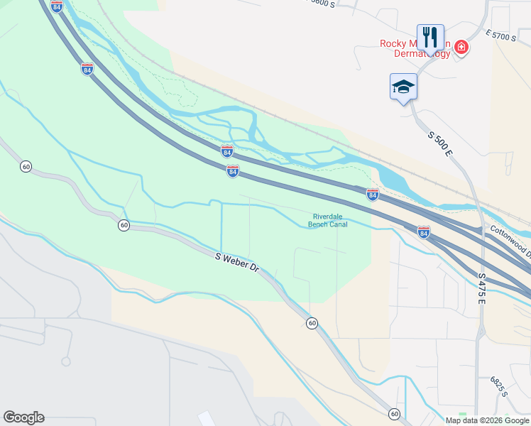 map of restaurants, bars, coffee shops, grocery stores, and more near 6363 South Suzanne Street in South Weber