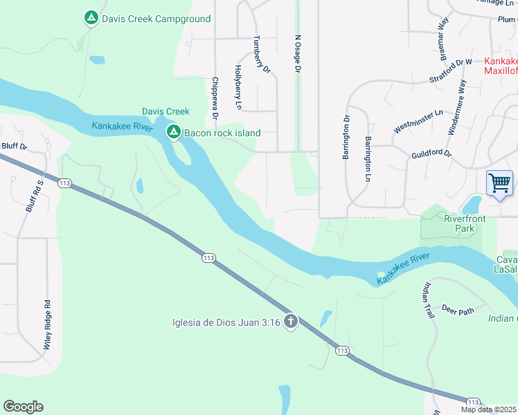 map of restaurants, bars, coffee shops, grocery stores, and more near 2610-A Chippewa Drive in Bourbonnais