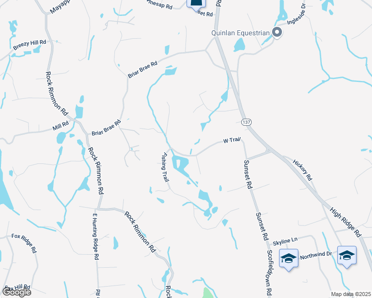 map of restaurants, bars, coffee shops, grocery stores, and more near 153 West Trail in Stamford