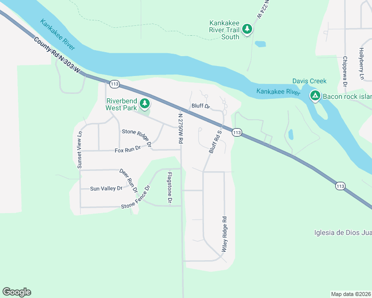 map of restaurants, bars, coffee shops, grocery stores, and more near 2349 North 2750W Road in Kankakee
