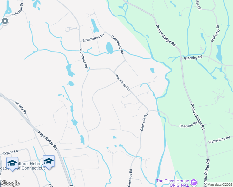 map of restaurants, bars, coffee shops, grocery stores, and more near 223 Pinewood Road in Stamford