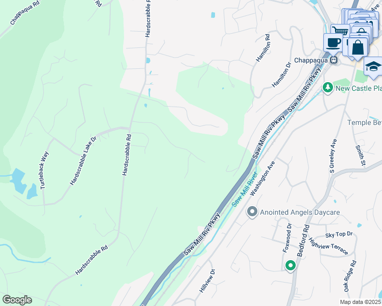 map of restaurants, bars, coffee shops, grocery stores, and more near 11 Morning View Court in Chappaqua
