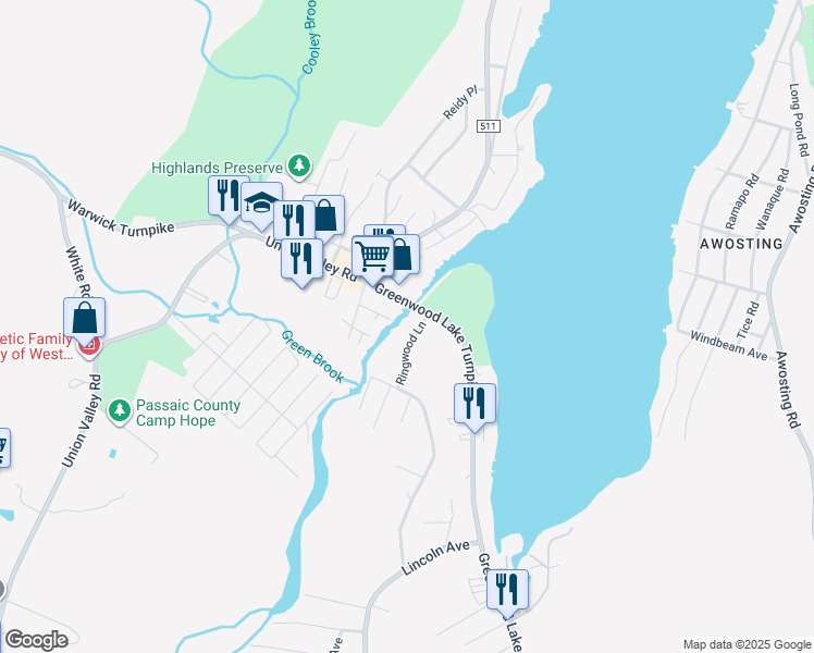 map of restaurants, bars, coffee shops, grocery stores, and more near 1998 Greenwood Lake Turnpike in West Milford