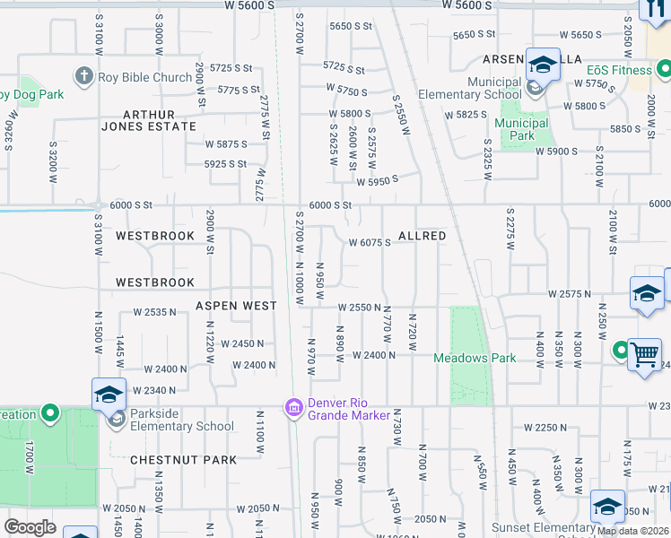map of restaurants, bars, coffee shops, grocery stores, and more near 2684 North 950 West in Clinton