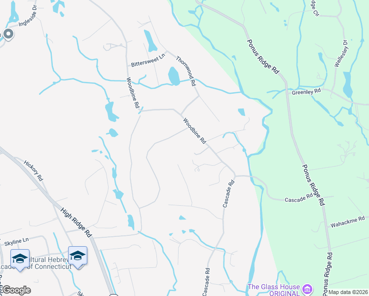 map of restaurants, bars, coffee shops, grocery stores, and more near 223 Pinewood Road in Stamford