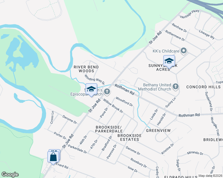 map of restaurants, bars, coffee shops, grocery stores, and more near 7399 Saint Joe Road in Fort Wayne