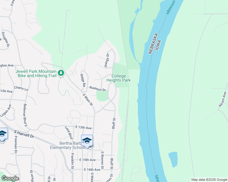 map of restaurants, bars, coffee shops, grocery stores, and more near 806 M M Kountze Memorial Drive in Bellevue