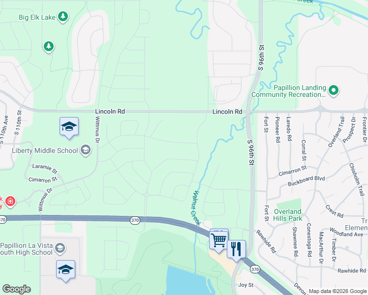 map of restaurants, bars, coffee shops, grocery stores, and more near 10278 West Lincoln Road in La Vista