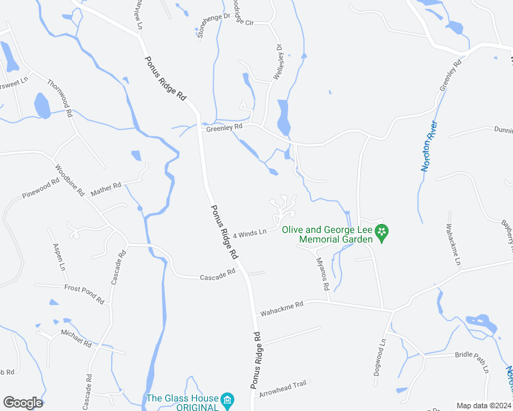 map of restaurants, bars, coffee shops, grocery stores, and more near 56 4 Winds Lane in New Canaan
