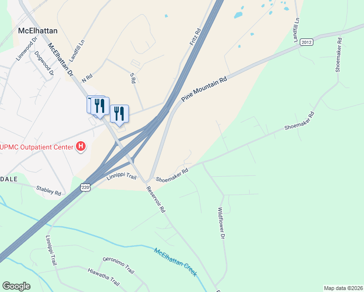 map of restaurants, bars, coffee shops, grocery stores, and more near 118 Pine Mountain Road in Lock Haven