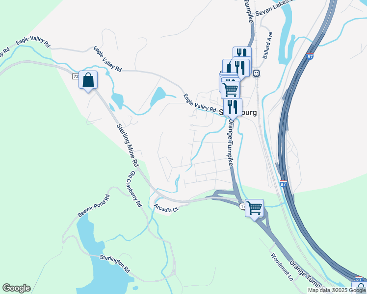 map of restaurants, bars, coffee shops, grocery stores, and more near 8 Rockhill Drive in Sloatsburg