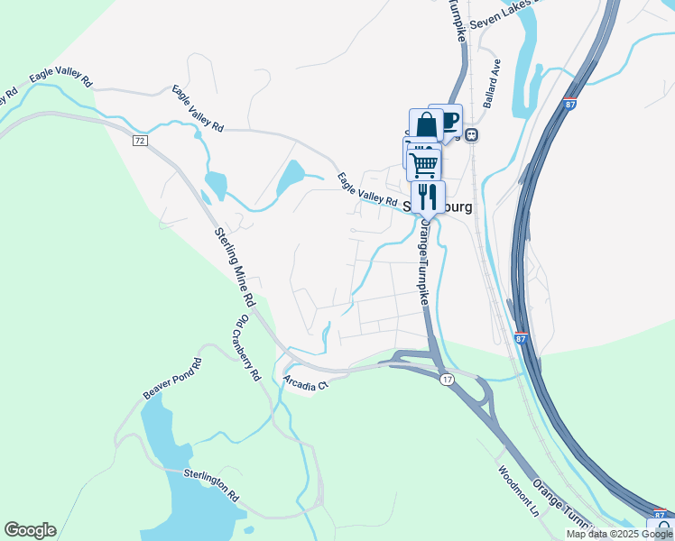 map of restaurants, bars, coffee shops, grocery stores, and more near 8 Rockhill Drive in Sloatsburg