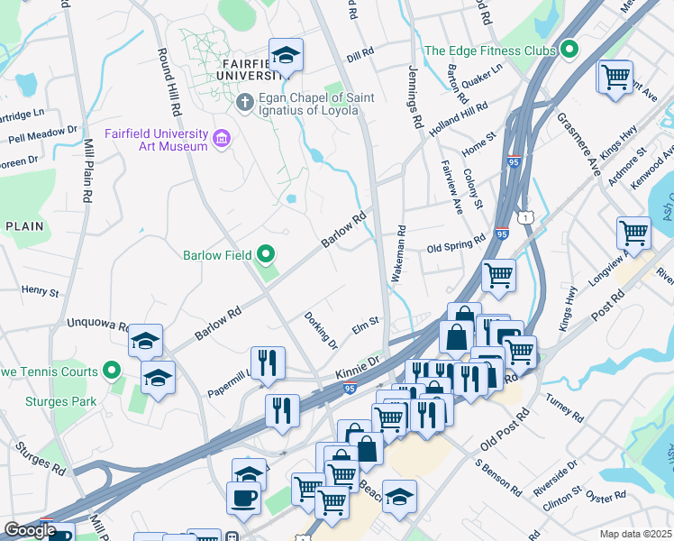 map of restaurants, bars, coffee shops, grocery stores, and more near 60 Saint Marc Lane in Fairfield