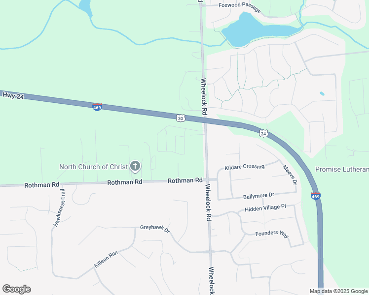 map of restaurants, bars, coffee shops, grocery stores, and more near 7631 Wheelock Road in Fort Wayne