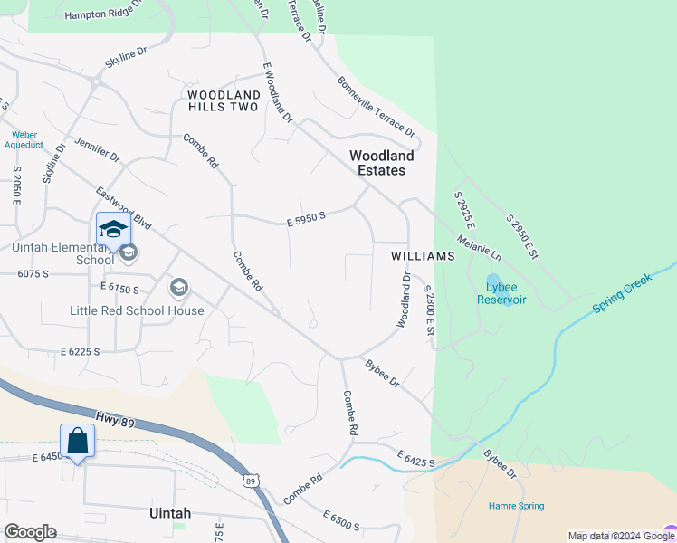 map of restaurants, bars, coffee shops, grocery stores, and more near 6045 2625 East Street in Ogden
