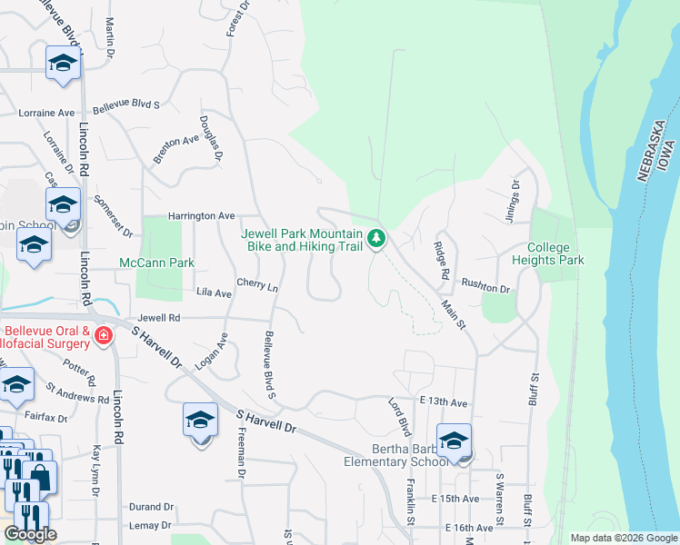 map of restaurants, bars, coffee shops, grocery stores, and more near 821 Hidden Hills Drive in Bellevue