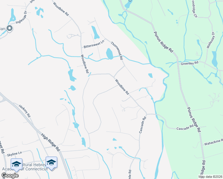 map of restaurants, bars, coffee shops, grocery stores, and more near 223 Pinewood Road in Stamford
