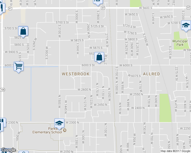 map of restaurants, bars, coffee shops, grocery stores, and more near 6073 2850 West Street in Roy