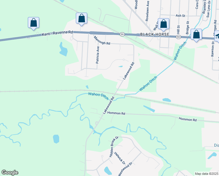 map of restaurants, bars, coffee shops, grocery stores, and more near 5993 Lakewood Road in Ravenna