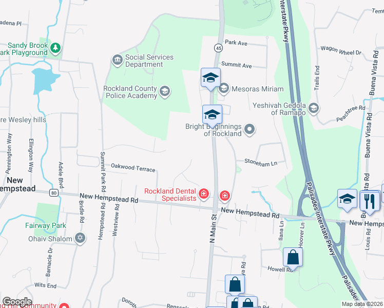 map of restaurants, bars, coffee shops, grocery stores, and more near 9 Aron Court in Spring Valley