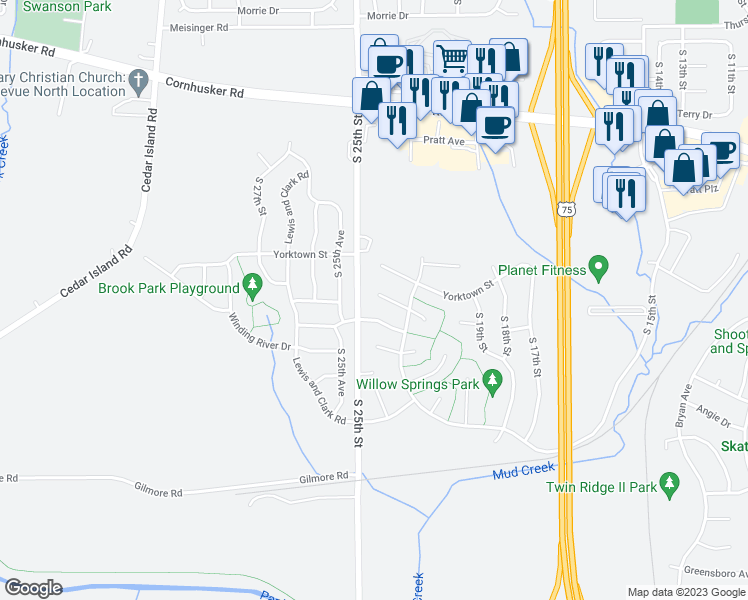 map of restaurants, bars, coffee shops, grocery stores, and more near 2413 Arlington Place in Bellevue