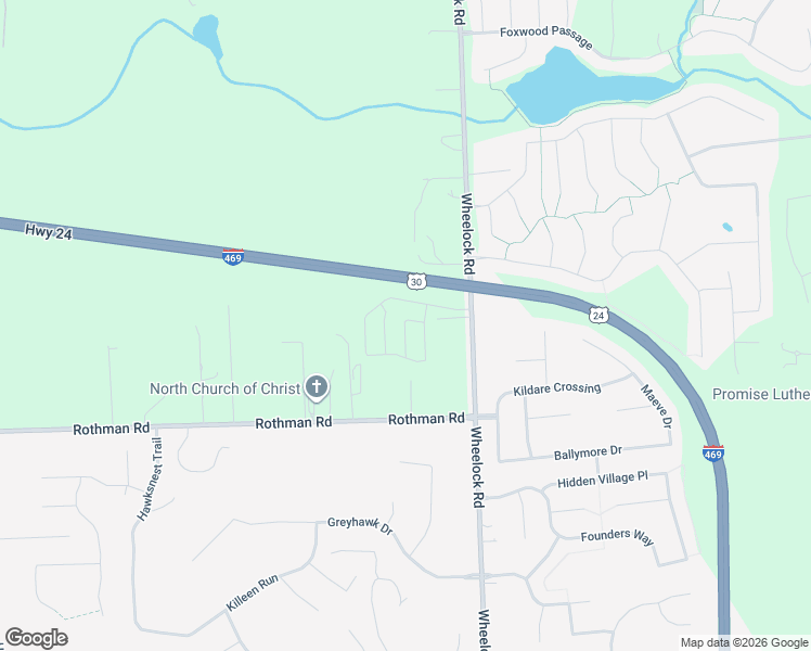 map of restaurants, bars, coffee shops, grocery stores, and more near 7717 Wheelock Road in Fort Wayne