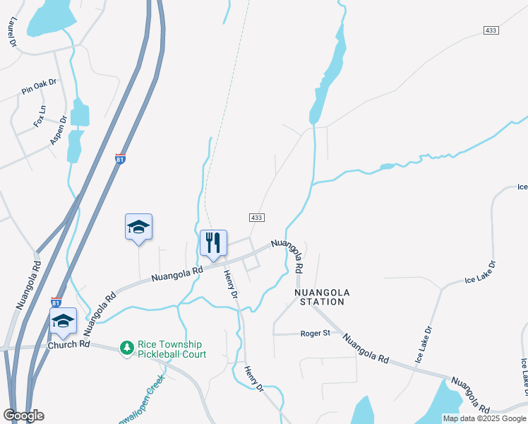map of restaurants, bars, coffee shops, grocery stores, and more near 135 Heslop Road in Mountain Top