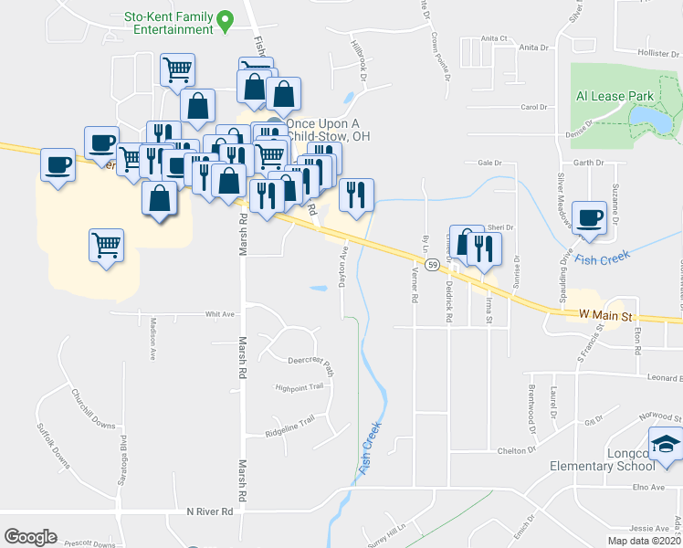 map of restaurants, bars, coffee shops, grocery stores, and more near 3576 Dayton Avenue in Kent