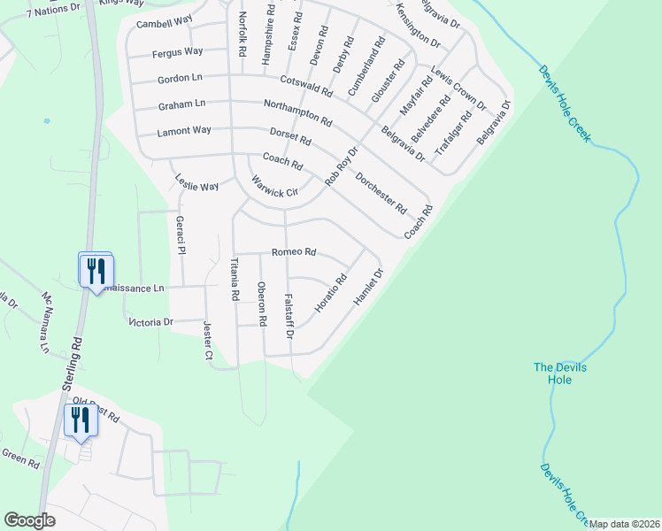 map of restaurants, bars, coffee shops, grocery stores, and more near 5114 Juliet Road in Tobyhanna