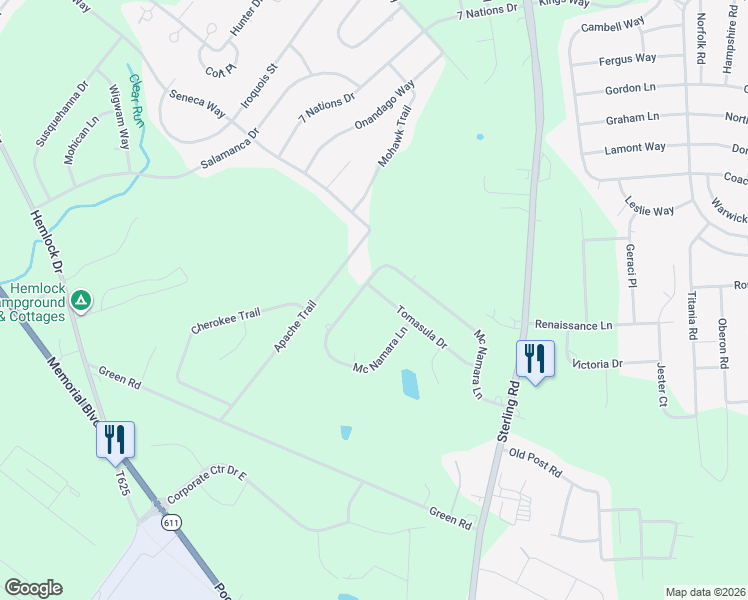 map of restaurants, bars, coffee shops, grocery stores, and more near 41 Mcnamara Ln in Tobyhanna