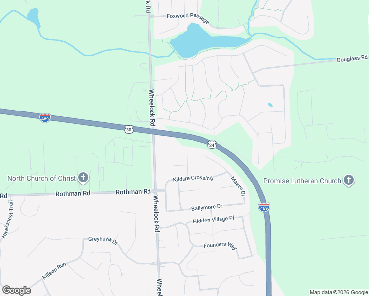 map of restaurants, bars, coffee shops, grocery stores, and more near 7614 Wynnewood Ln in Fort Wayne
